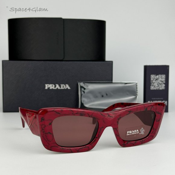 NEW Prada PR13ZS 15D08S Etruscan Marble Red Violet Cat Eye Unisex Sunglasses - Picture 4 of 13